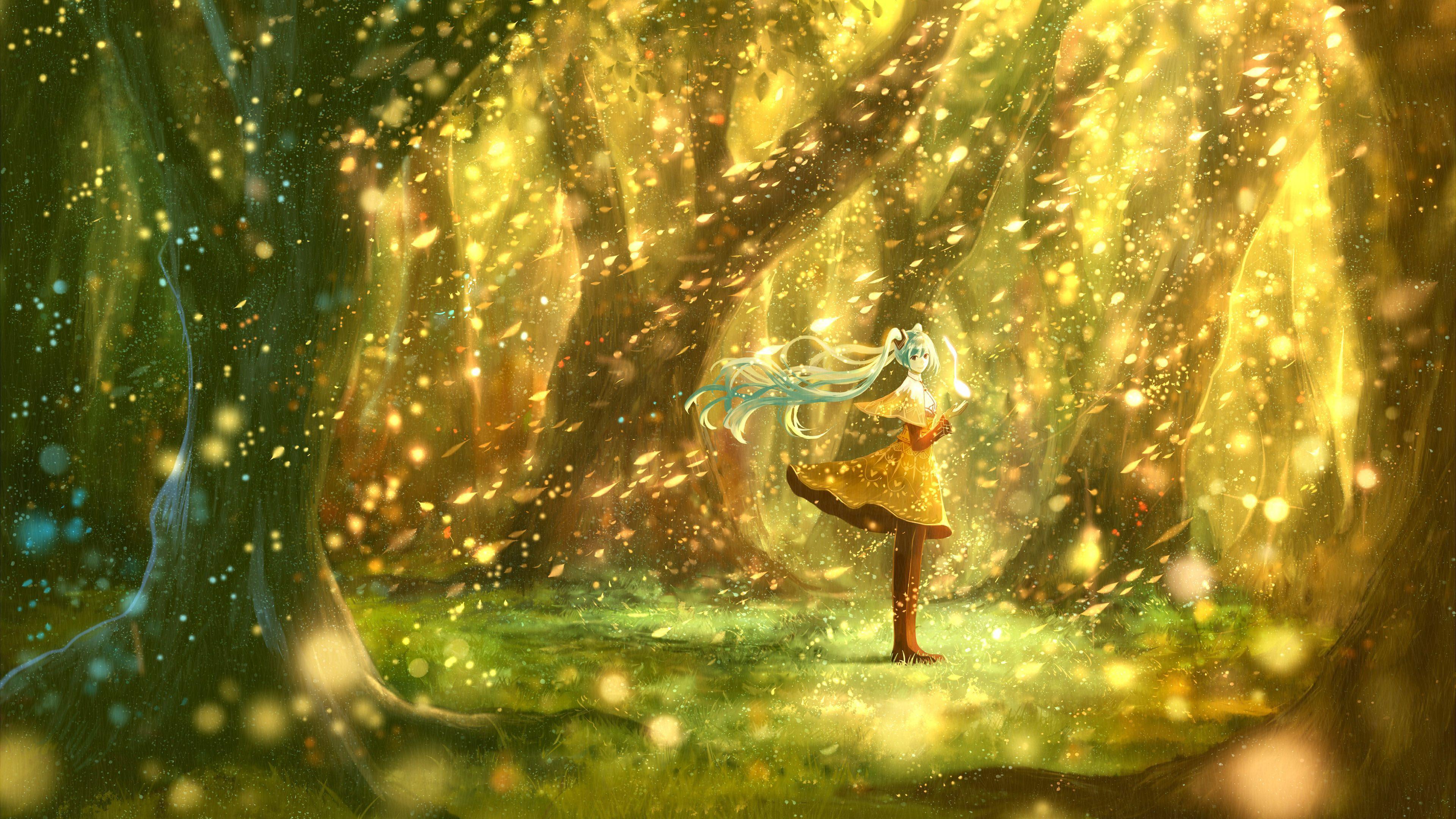 初音未来在白雪皑皑的森林 - vocaloid高清桌面壁纸:宽屏:高清:全屏