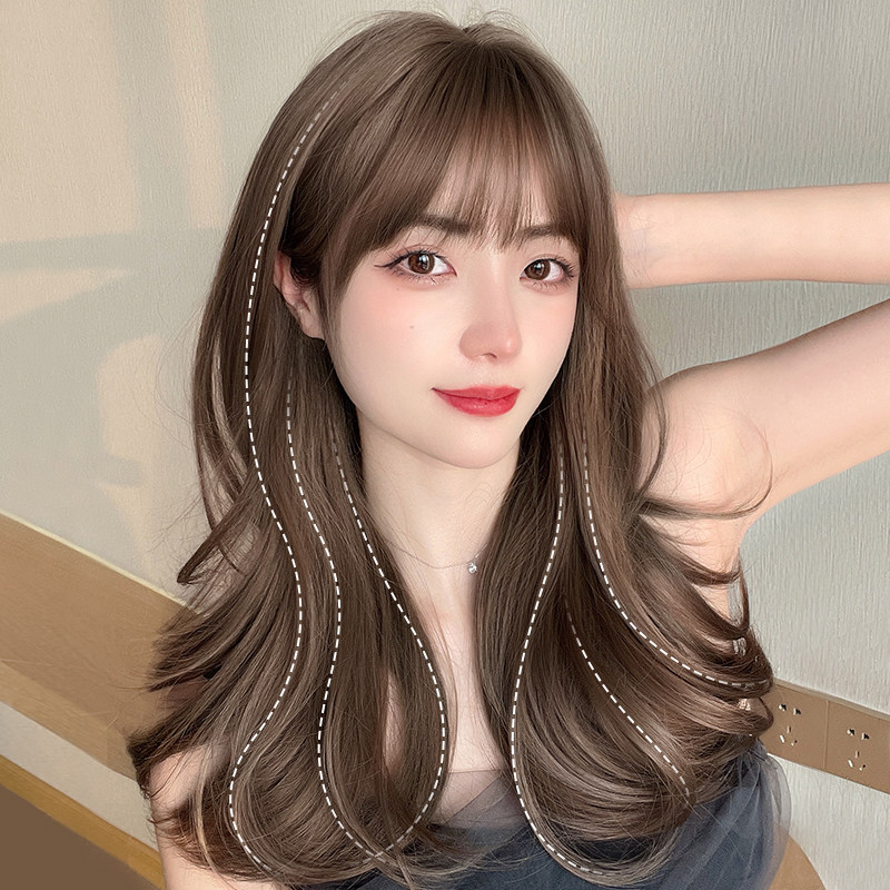 假发女全头套式2021年时尚新款整顶卷发套中长发锁骨发型日常自然