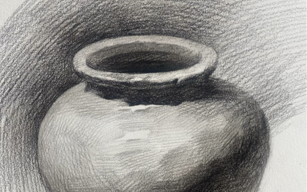 素描静物白色罐子单体