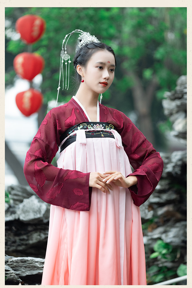 实拍9717传统汉服女装齐胸高腰襦裙牡丹刺绣日常气质春夏款