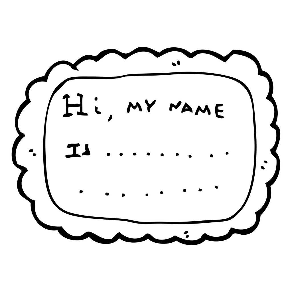 友好名称徽章卡通,矢量,友好名称徽章卡通白色背景上