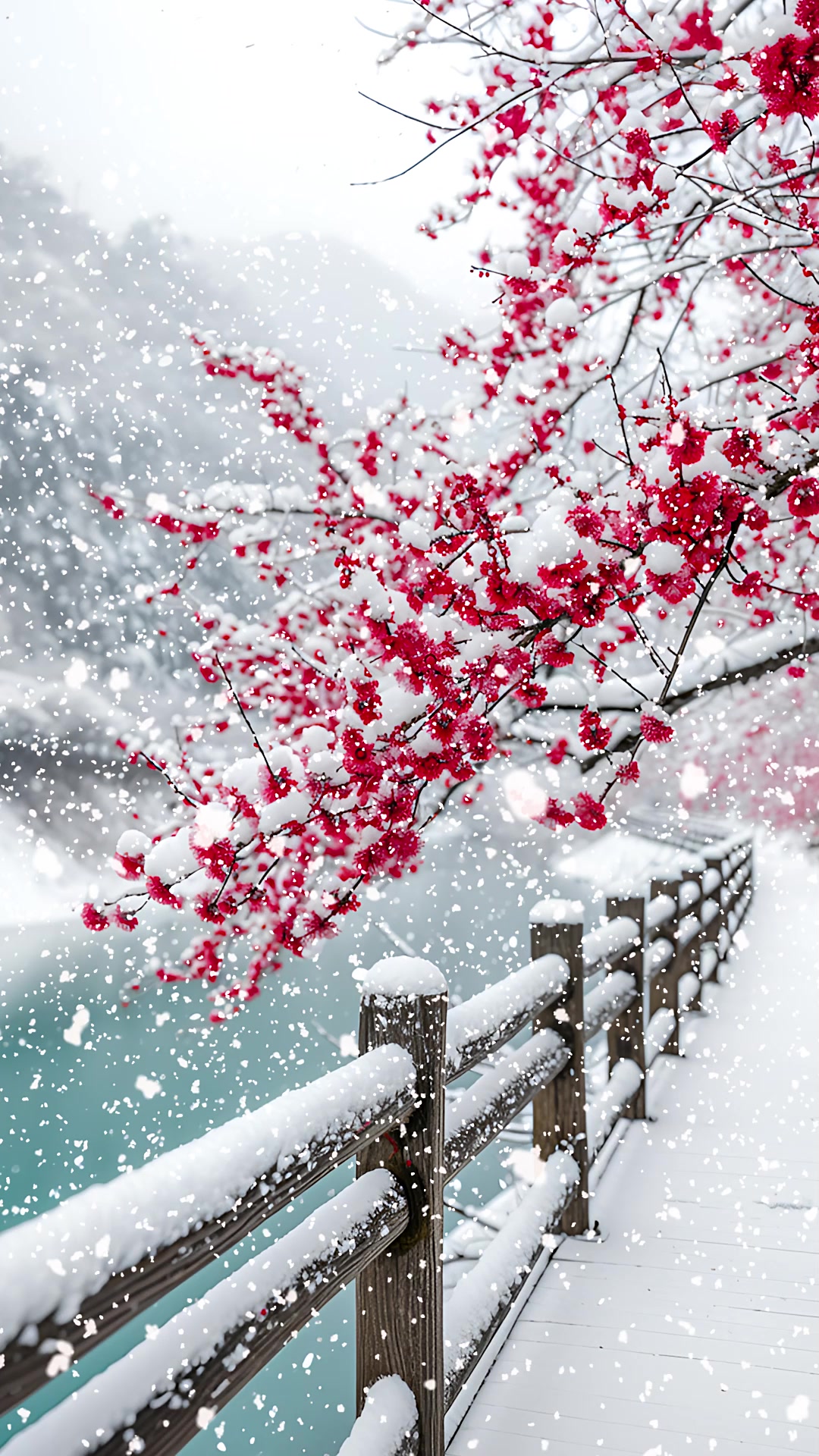 梅花爱雪雪不知开在雪中做情痴芳心醉落三千瓣片片香魂皆成思