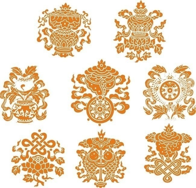 佛教吉祥八宝矢量图片下载