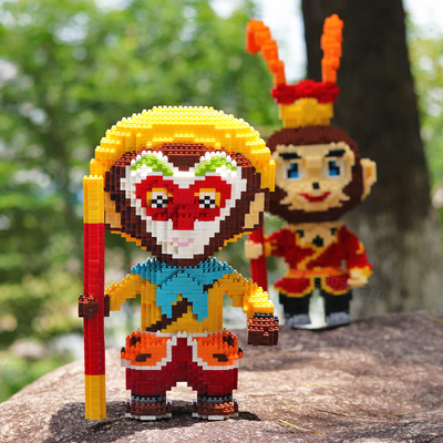 微型益智积木小颗粒拼装钻石玩具男孩西游记齐天大圣孙悟空摆件