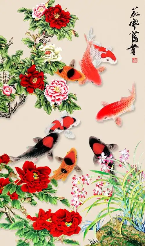 九鱼系列壁纸,牡丹富贵,莲年有余,打开沾沾好运吧