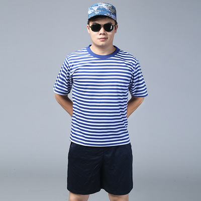 海魂衫 条纹海军衫男式t恤 圆领正品07海洋体能服作训服套装批发