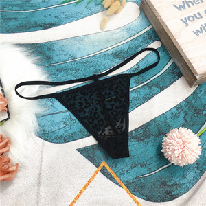 n701 新品网纱豹纹细带丁字裤植绒半透中低腰女人t-back性感短裤