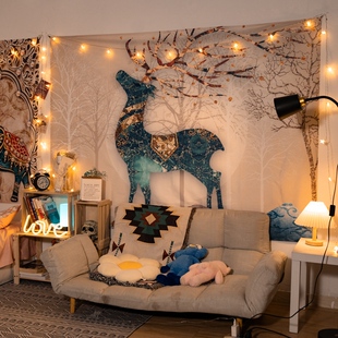 墙布背景布ins挂布墙面装饰房间挂毯网红布艺挂画卧室床头画布