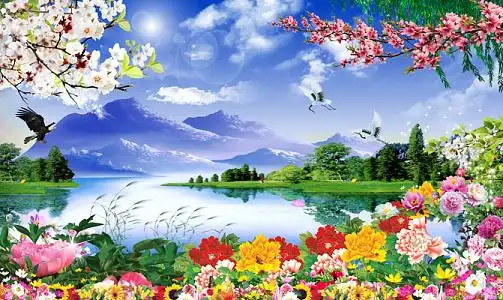 山水风景画背景素材