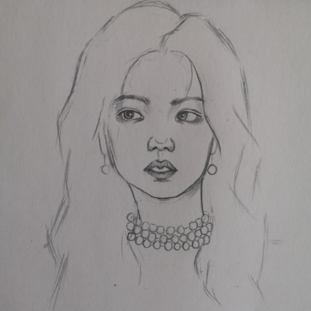 手绘jisoo智秀铅笔画含步骤