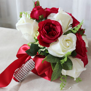 结婚新娘 span class=h>手捧花 /span>红色森系玫瑰花混搭婚礼中式