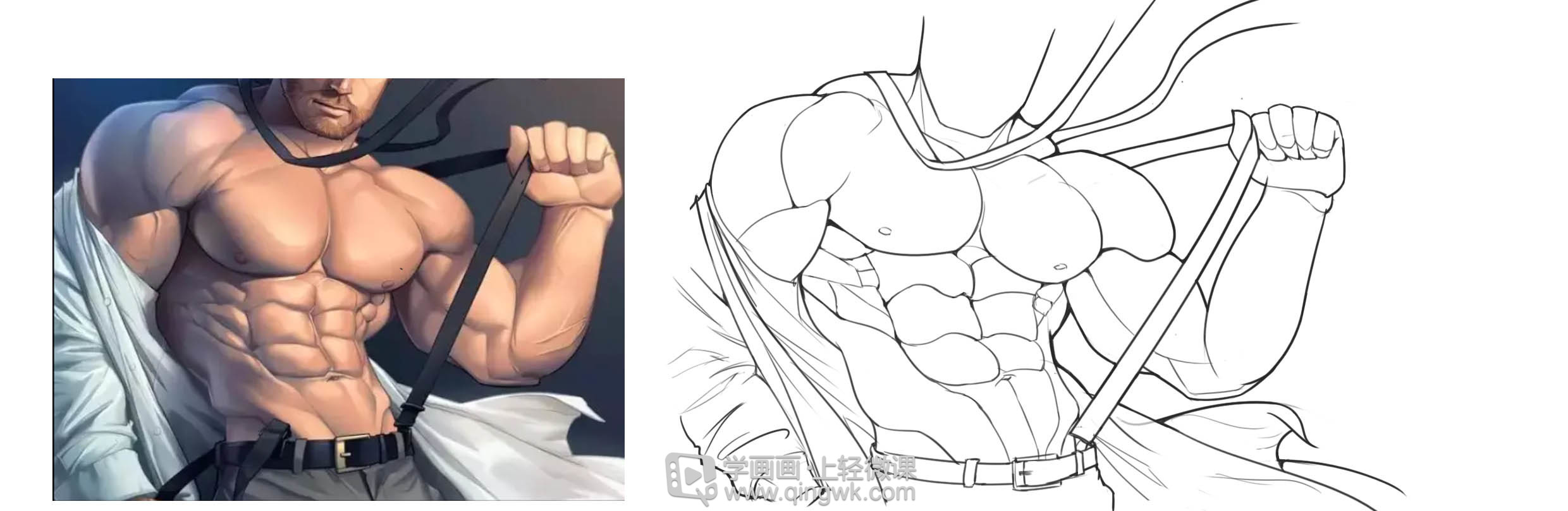 作业:如何学画手绘动漫人物之男性肌肉画法与训练技巧 - rh-12-109