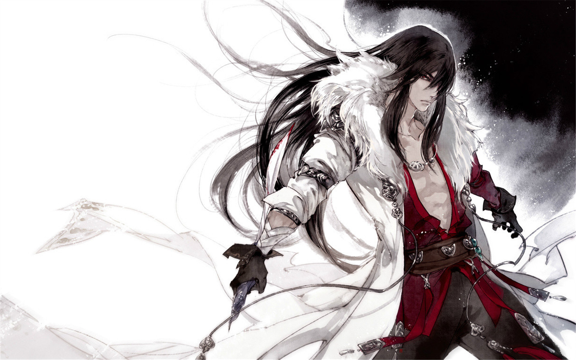 古风耽美手绘美男仿水墨风唯美高清桌面壁纸(一)