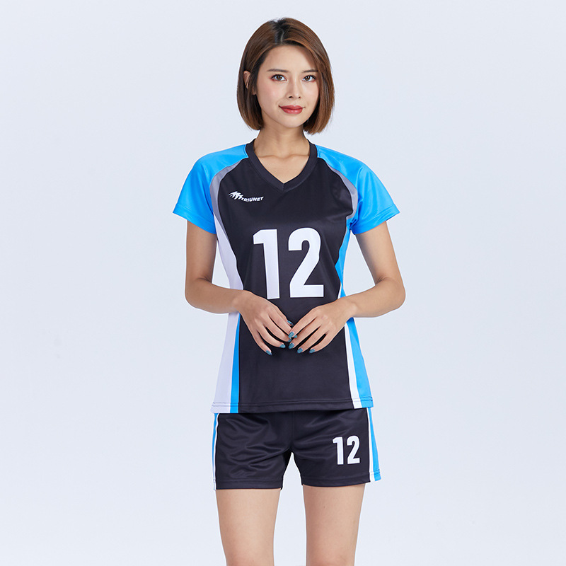 时尚印花短袖套装运动服 训练比赛团队女士排球服 透气宽松排球服