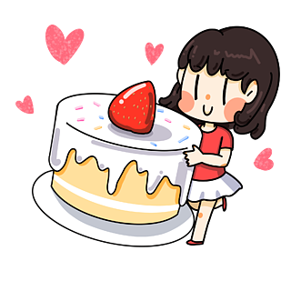 可爱女孩吃草莓蛋糕