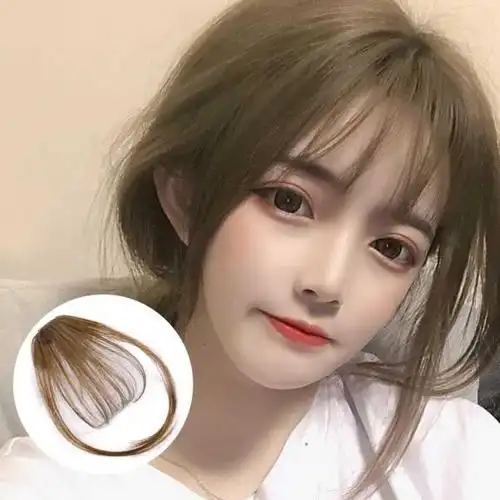 网红中分刘海八字空气龙须留海修脸自然两侧刘海偏分假发女仿真发