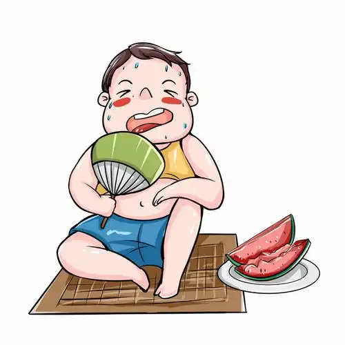 夏天吃西瓜扇扇子纳凉569542png图片素材