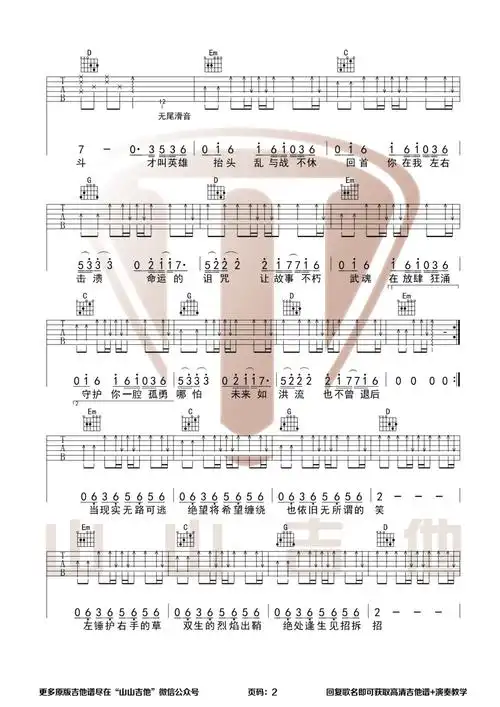 张韶涵《破茧》吉他谱g调弹唱六线谱