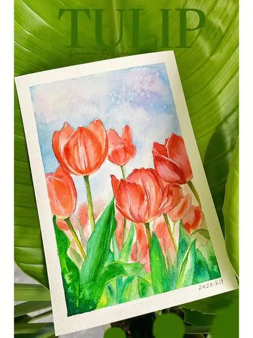 原创水彩画|郁金香(🈶教程)