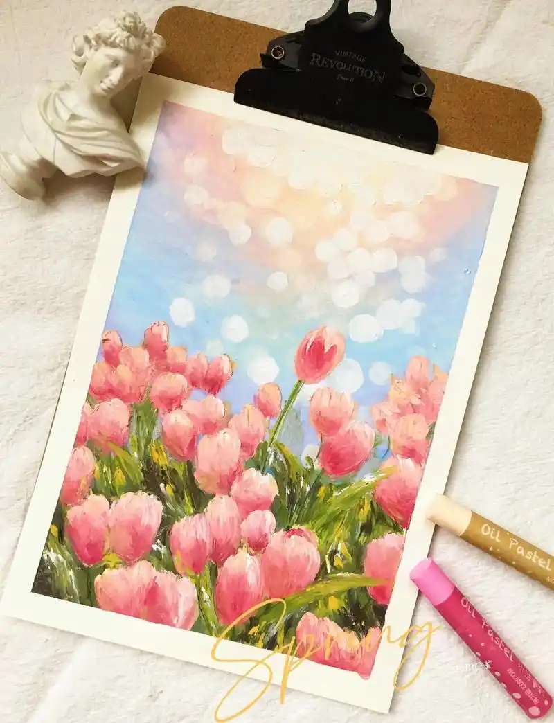 油画棒郁金香93‖浪漫的不止玫瑰,还有郁金香哦(作者:yyy - 抖音