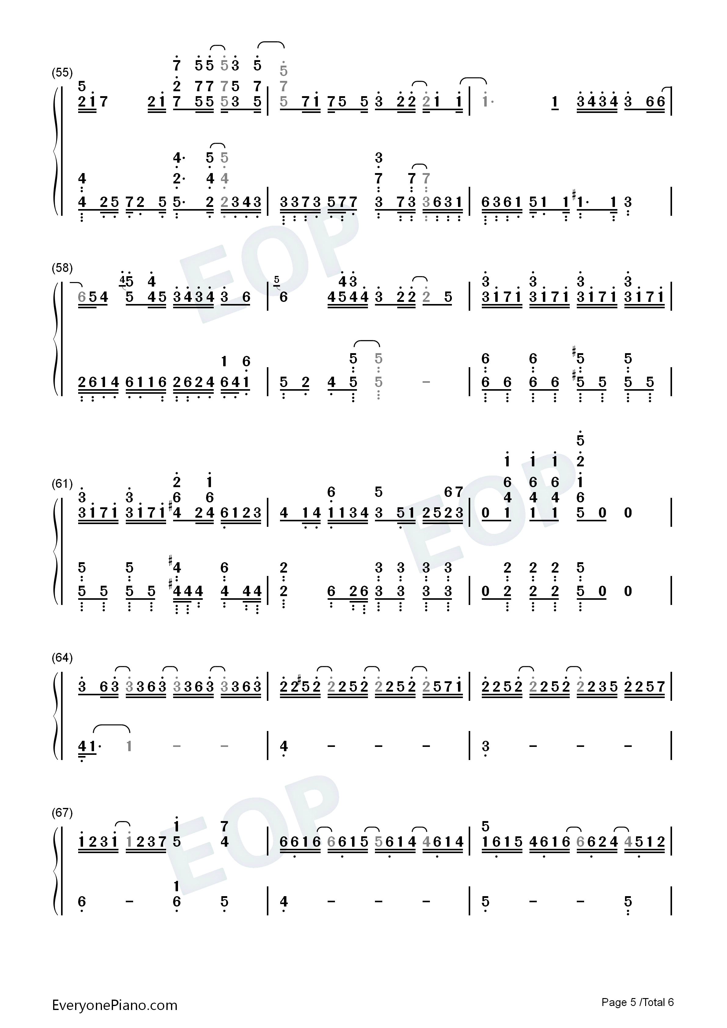 无人之岛-任然双手简谱预览5-钢琴谱文件(五线谱,双手简谱,数字谱