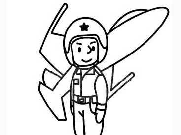 开飞机的飞行员简笔画