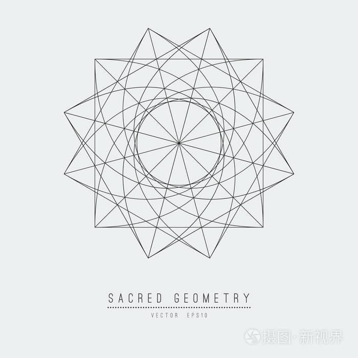 神圣几何线矢量元素生命之花矢量插图