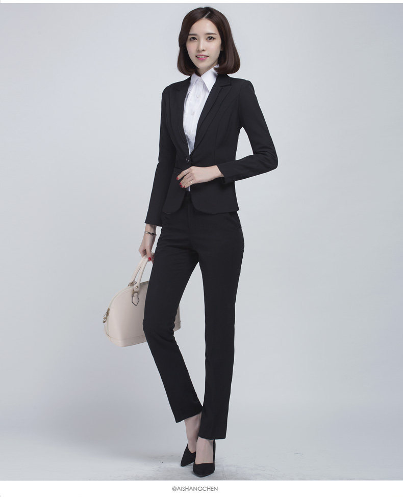 职业西装裤 女士高腰修身商务直筒裤黑色大码面试工作服正装裤子