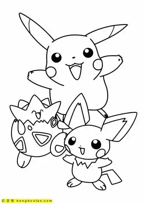 10张爱与正义的比卡丘口袋宝贝卡通涂色图片
