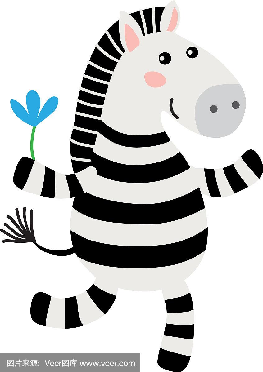 可爱的卡通斑马