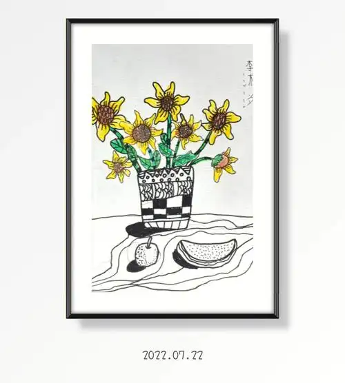 线描写生向日葵