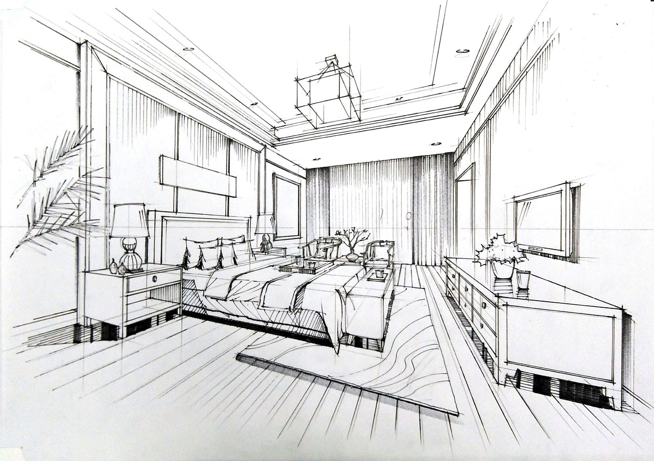 一叶手绘室内设计手绘线稿