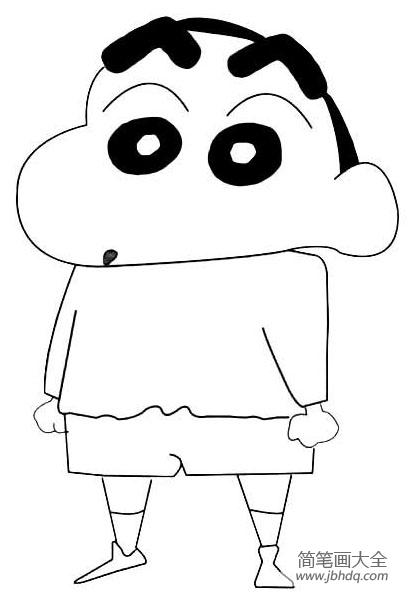 蜡笔小新表情黑白简笔画