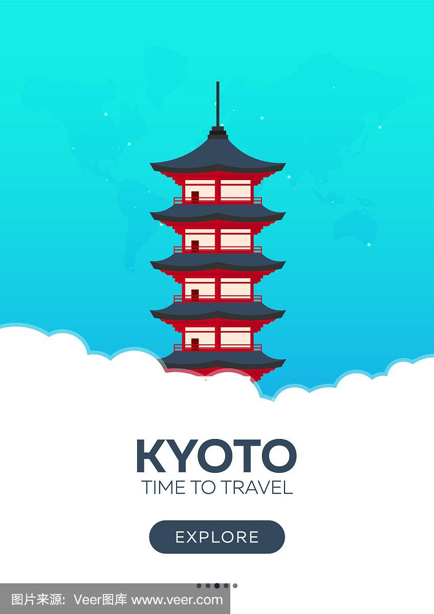 日本京都旅游时间旅游海报