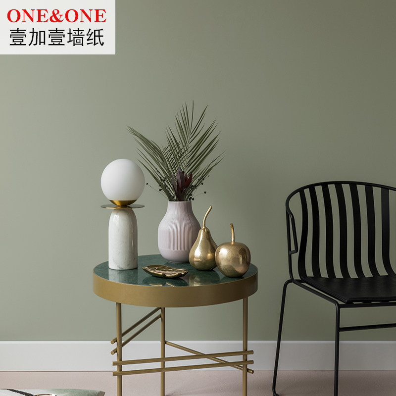 北欧风格清雅系灰绿色墙纸现代简约纯色卧室客厅书房背景墙壁纸