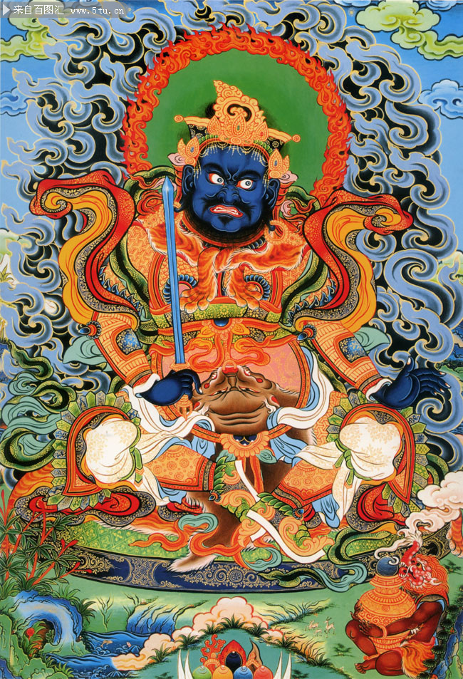 四大天王南方增长天王图片唐卡下载-佛教-百图汇素材网