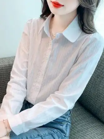 lachapellesport拉夏贝尔纯棉衬衫洋气全棉女装新款2023年秋装时尚