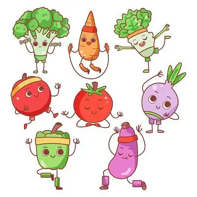 卡通食物水果蔬菜健康营养维生素组合图插画素材png