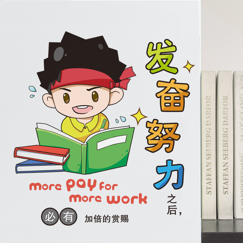 特价男孩卧室墙贴_励志墙贴纸激励卡通书房卧室个性墙纸自粘男孩发奋