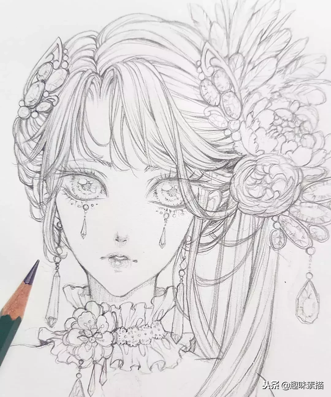 一波素描动漫美女又强势来袭,吹爆!打call