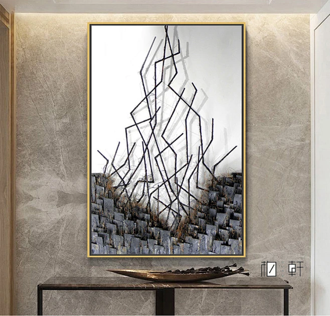 柏轩 征服 现代抽象艺术装饰画 玄关壁画 酒店设计师样板房挂画-淘宝