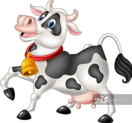 卡通快乐的牛孤立在白色的背景图片素材