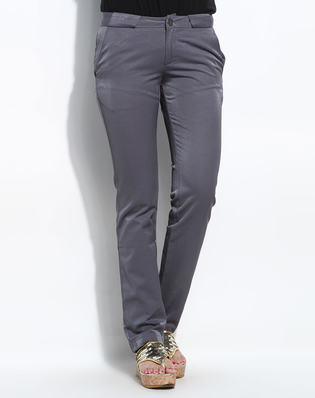 铁灰色简约休闲长裤
