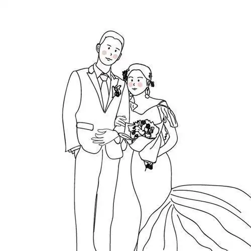 爸爸妈妈结婚简笔画图