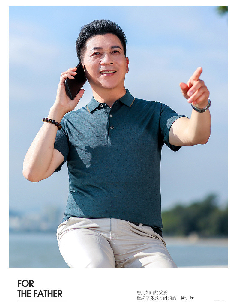 洋湖轩榭 爸爸短袖t恤夏季中老年半袖polo衫男40-50