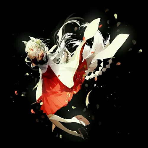 古风 女孩 动漫 唯美 妖精 红裙 白发 长发 白上衣 麻花辫 猫妖 猫耳