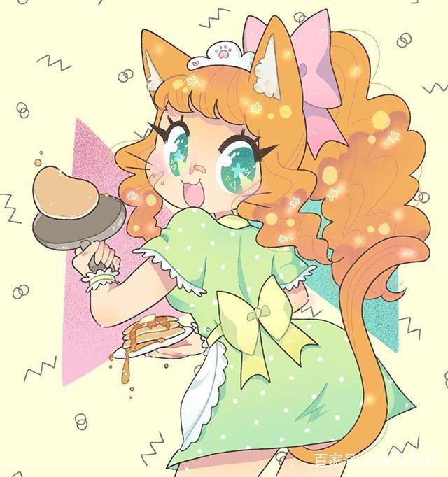 萌萌的卡通人物插画,大眼睛美少女,好可爱