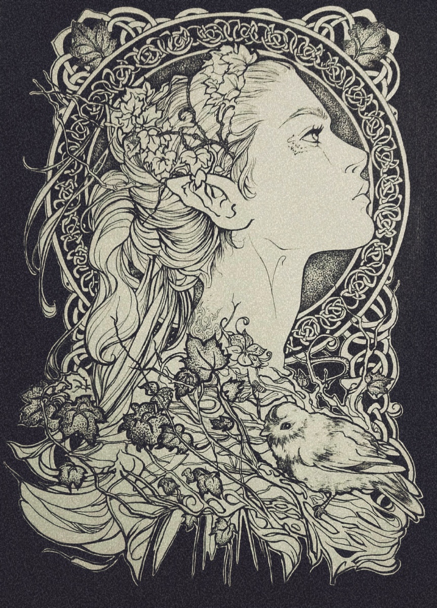 手绘少女黑白装饰画练习 - luminous-k - 图虫