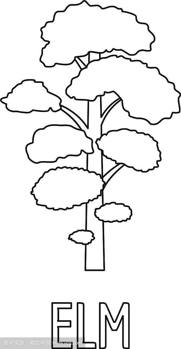 榆树图标轮廓样式