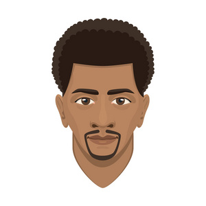 年轻的非洲男子头像字符男性脸人像卡通人物矢量插图照片
